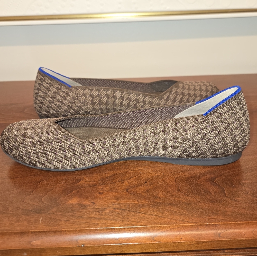 Rothy's Brown Houndstooth Flats with Blue Accent - Picture 4 of 9